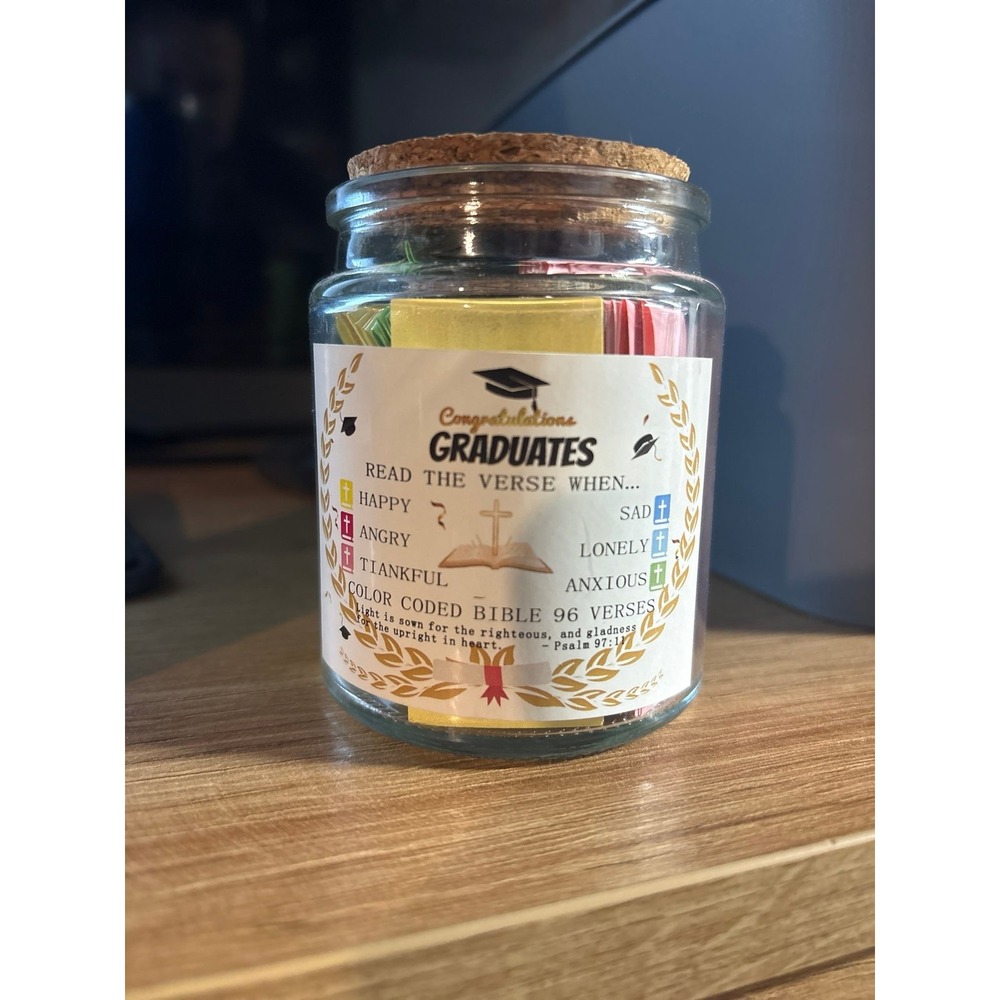 Graduation Congratulations Jar Color Coded Bible Verses Religious Gift